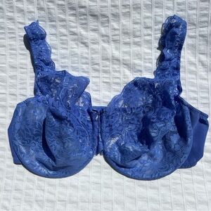 VTG 80s Victoria’s Secret Gold Label Cornflower Blue Sheer Lace Bra, 40DD